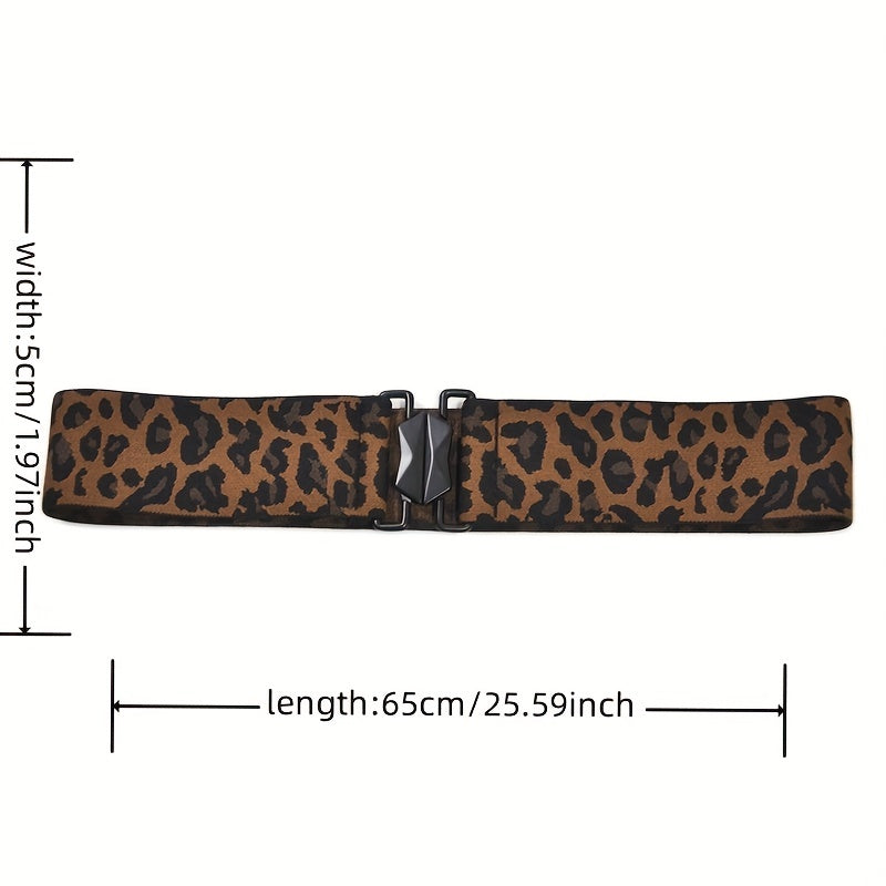 Leopard Print Wide Elastic Belt Vintage Belt for Women