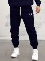 Antlers Tropical Island Print Drawstring Sweatpants Loose Fit Pants