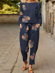 Women's Plus Floral Print Top & Pants Set