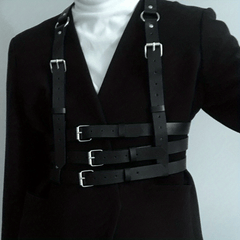 Men's PU Leather Suspender Harness Belt for Suit Shirt