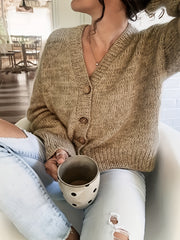  Solid Button Up Long Sleeve Cardigan