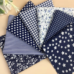 7pcs Navy Cotton Fabric Printed Patchwork Fabric for DIY Sewing