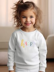 Girls Happy Pattern Crew Neck Sweatshirt for Spring Fall Christmas Gift