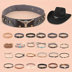 Boho Vintage Bull Head Belt Hat Strap Western Cowboy Cowgirl Hat Strap
