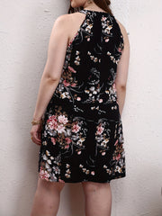 Floral Print Halter Neck Mini Summer Dress