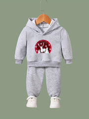 Girls 2pc Christmas Elk Hooded Sweatshirt Set