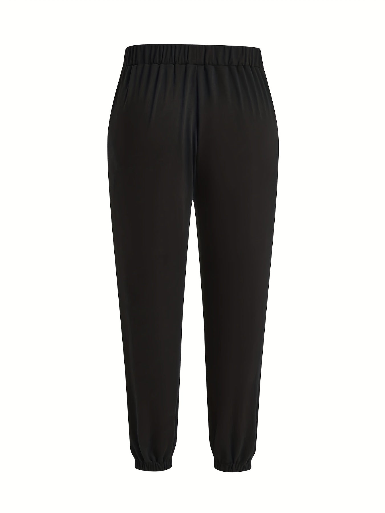  Women's Solid Elastic Zipper Stretch Sweatpants
