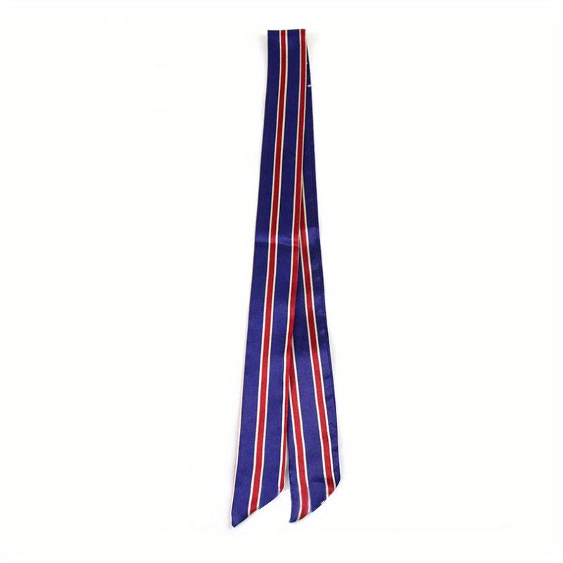 Stripe Print Skinny Scarf Dark & Red Block Necktie