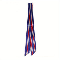Stripe Print Skinny Scarf Dark & Red Block Necktie