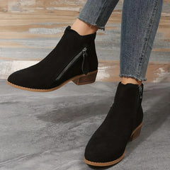 Women's Pointed Toe Ankle Boots Side Zip Booties Comfortable & Casual Shoes