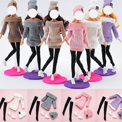 Pink Knitted Dress Coat Set for 11-29 Inch Doll