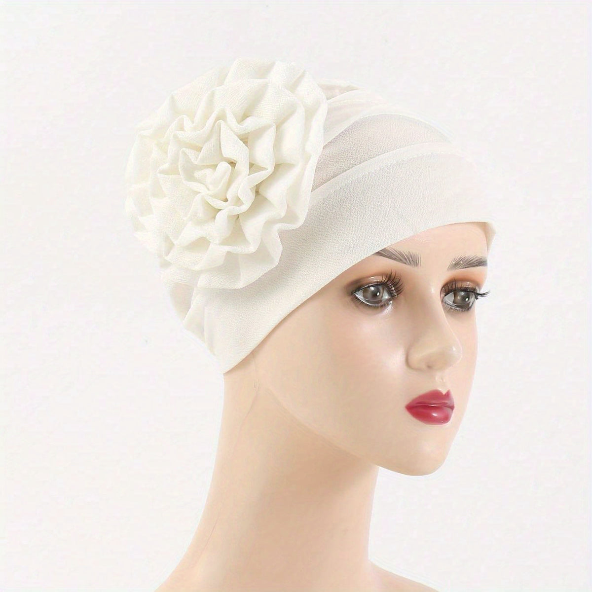 Plate Flower Turban Cap Elastic Head Wrap Ramadan Head Scarf Bonnet