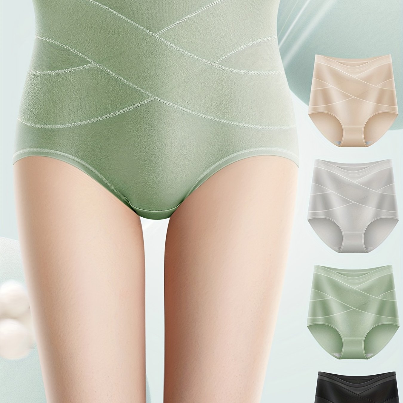 4pcs Seamless High Waist Briefs Stretchy Intimates Panties Women's Lingerie