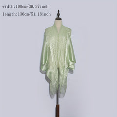 Bright Cape Hollow Out Tassel Bikini Cover Up Windproof Cardigan