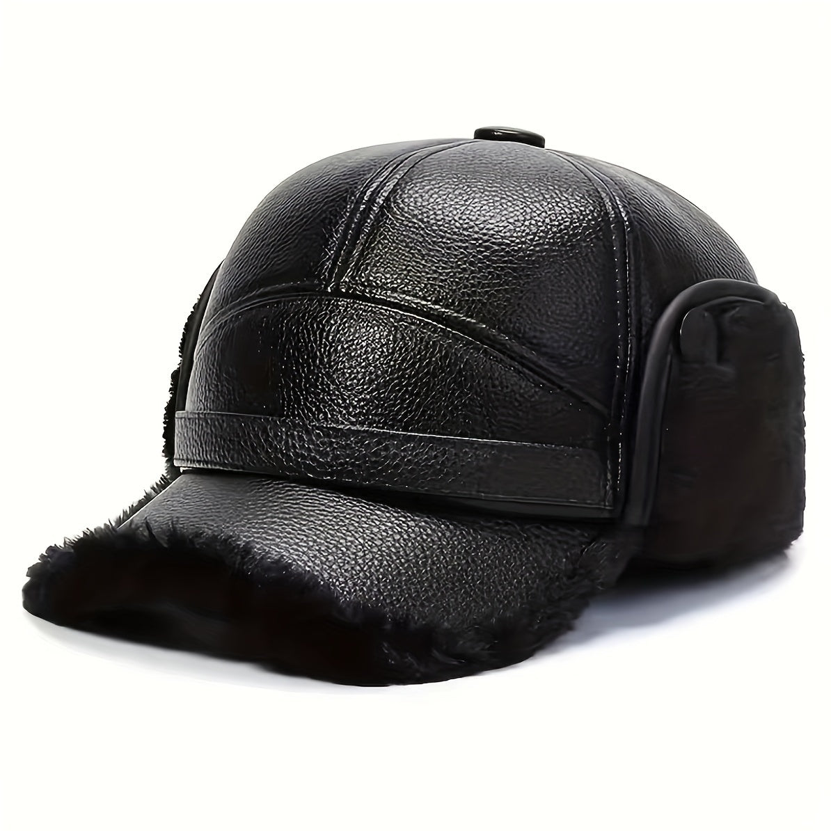 Faux Leather Winter Hats For Men Women Sport Warm Baseball Cap