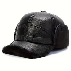Faux Leather Winter Hats For Men Women Sport Warm Baseball Cap