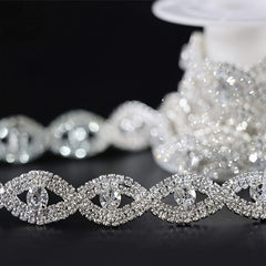 1 Yard Rhinestone Trim Chain Applique Sewing DIY Decoration