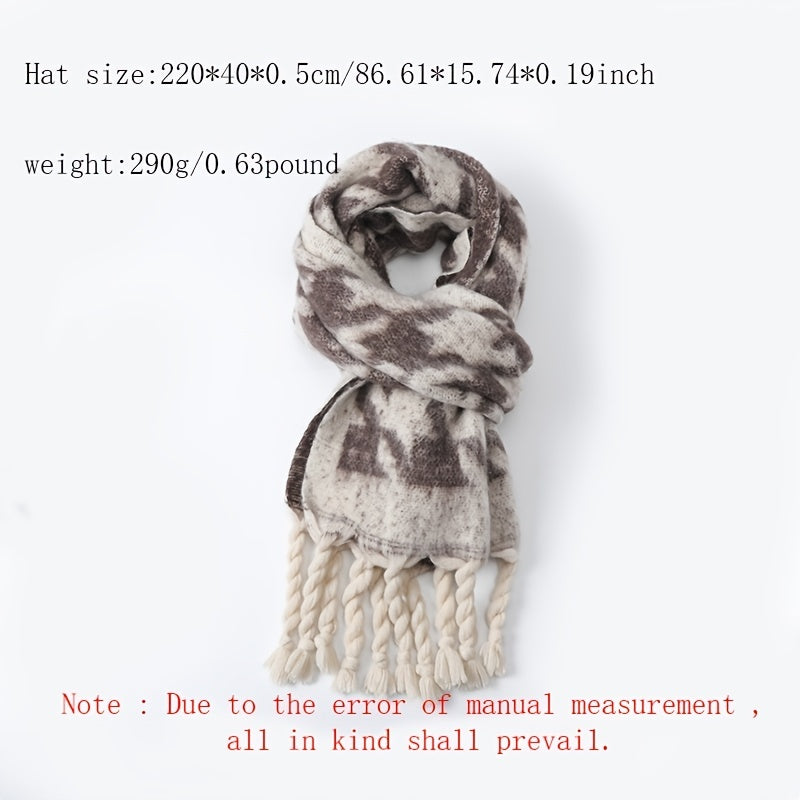 Houndstooth Large Winter Scarf Thick Warm Art Print Scarf