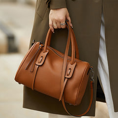 Vintage Leather Handbag for Women Large Capacity Adjustable Crossbody Strap