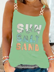  Tank Top Women's Plus Floral Print Metal Strap Tank