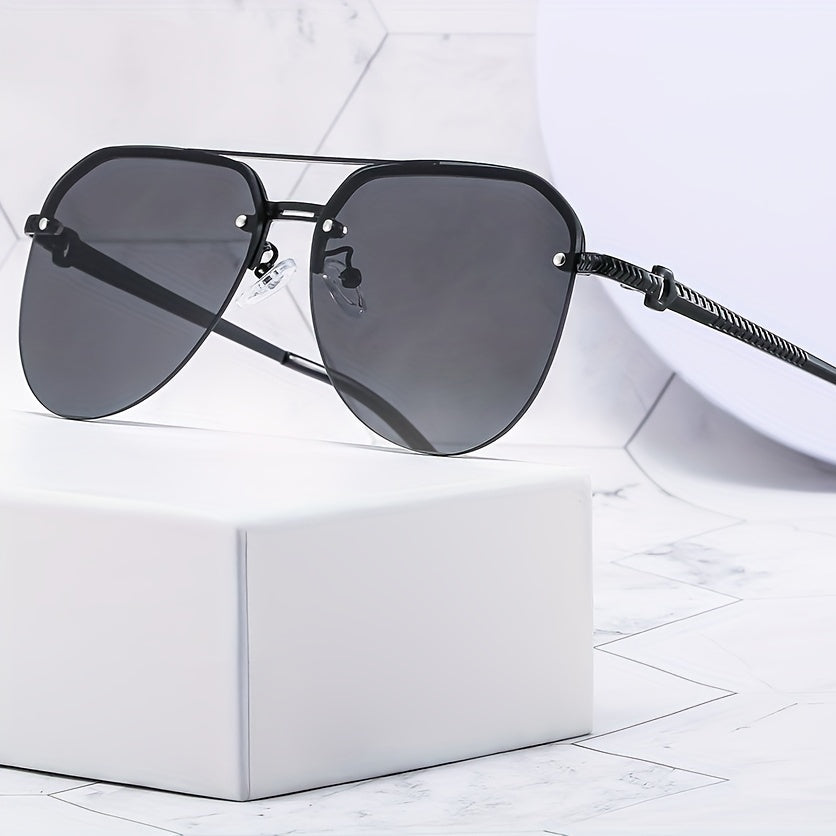 Men's Classic Double Beam Sunglasses Half Rim Sports Glasses