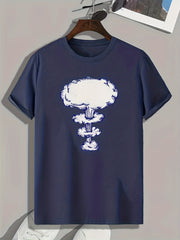 Mushroom Cloud Print Men's Graphic T shirt for Summer