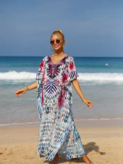  Boho Cover Up Women's Plus Animal Print Bat Sleeve