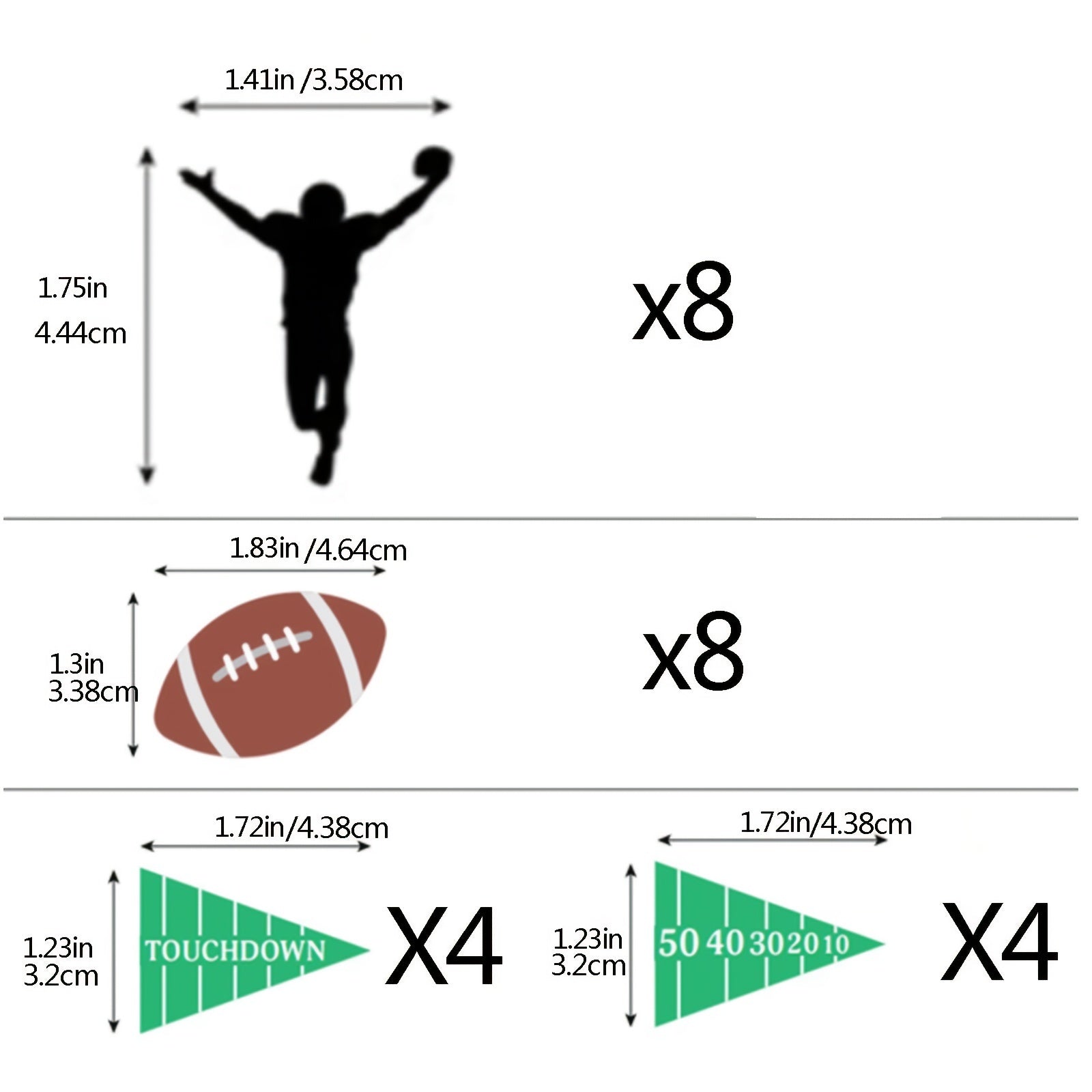 24pcs Football Cupcake Toppers B Rugby Touch Down Birthday Party Decor