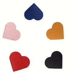 1pc 5pcs Red Orange Pink Portable Leather Heart Bookmark Protective Case