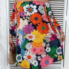  Boho Dress Women's Plus Off Shoulder Lantern Slee