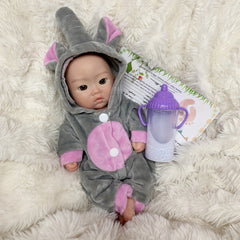 Realistic Newborn Baby Doll Pink Hoodie Soft Silicone Full Body Reborn Doll