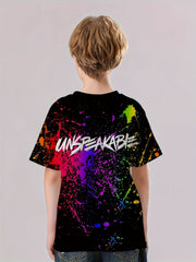 Paint Splash Pattern Kid's T-Shirt UNSPEAKABLE Print Casual Short Sleeve Top
