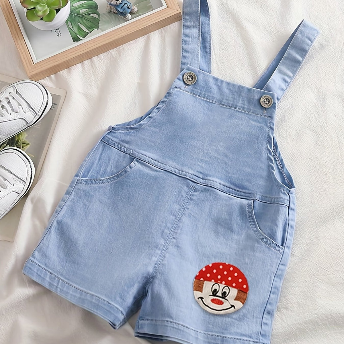 Cartoon Baby Boy Denim Overalls Suspender Shorts