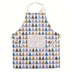 Fashionable Geometric Plaid Linen Apron with Pocket