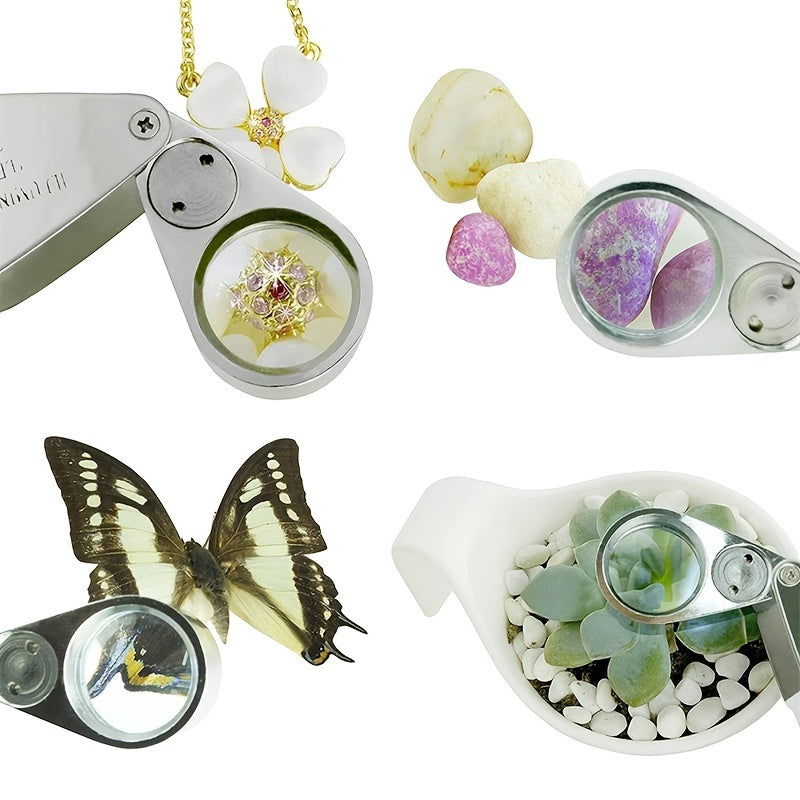 40X Portable Jewelry Loupe Magnifier LED UV Light Lamp