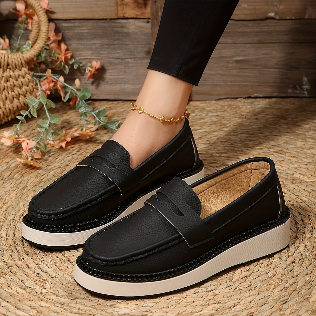 Women's Platform Loafers Soft Sole Slip On Shoes