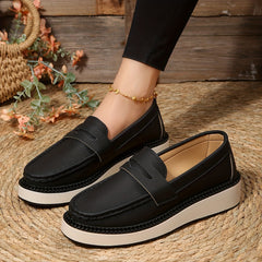 Women's Platform Loafers Soft Sole Slip On Shoes