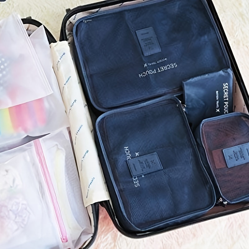 6pcs Travel Storage Bag Set Clothing & Lingerie Laundry Organizer