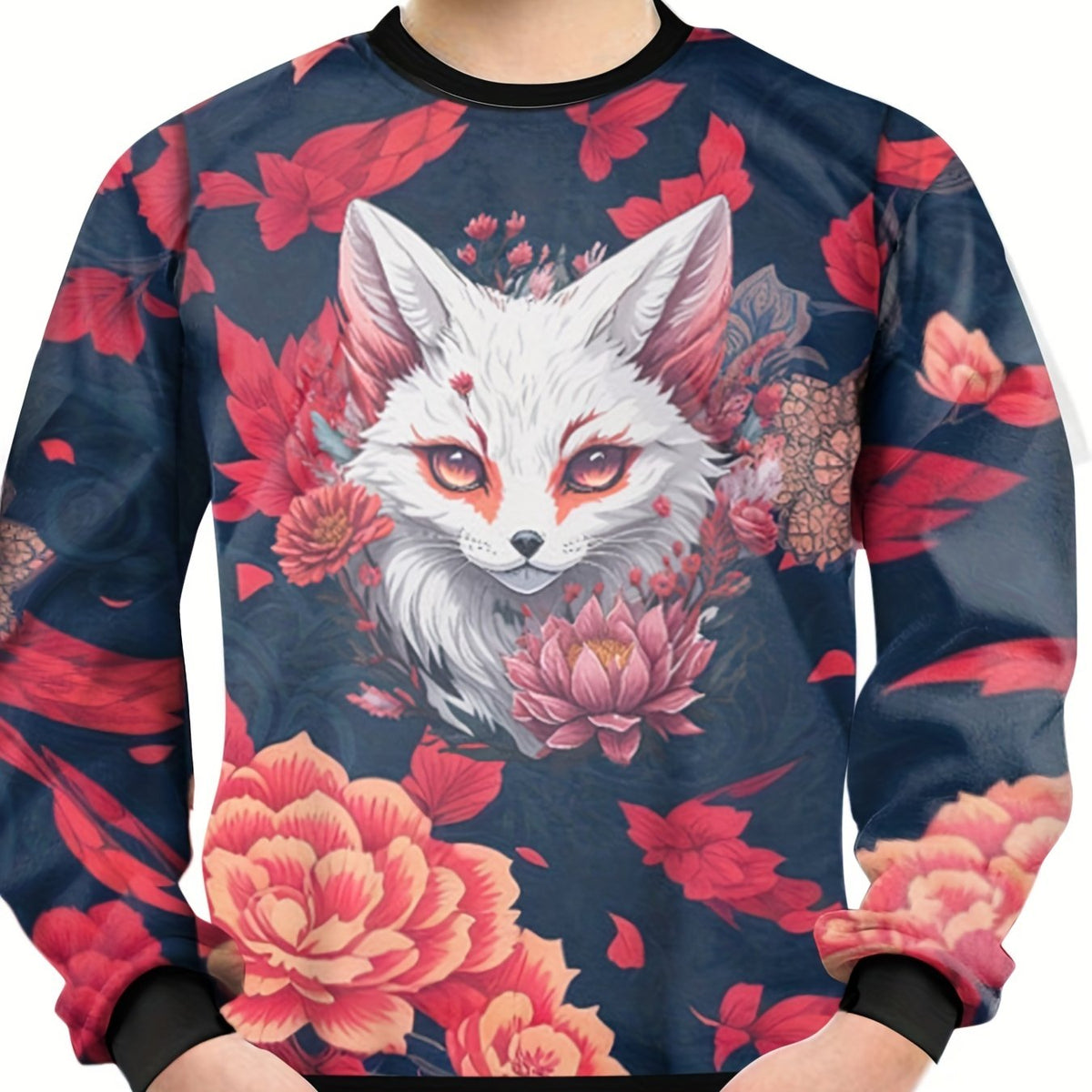 Teen's Mysterious Flower & Fox 3D Print Sweatshirt