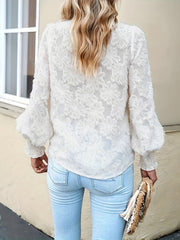  Fuzzy Floral Embroidery Shirt Top