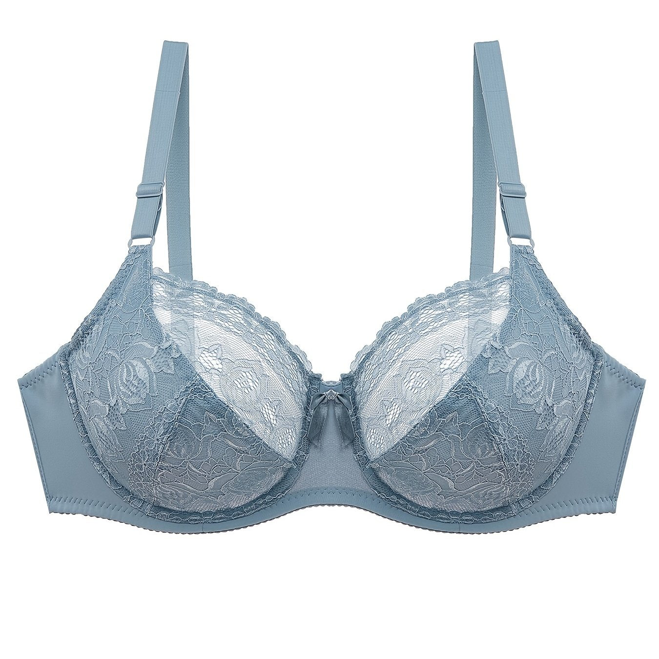 Contrast Lace Push Up Solid Bra Plus Size