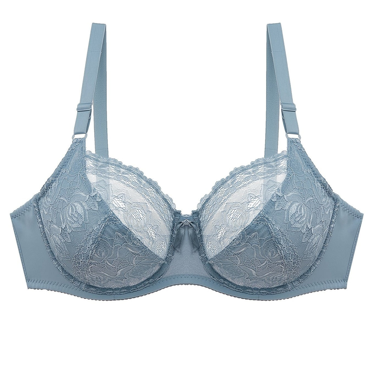Contrast Lace Push Up Solid Bra Plus Size