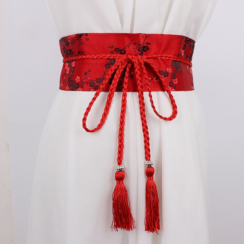Vintage Hanfu Binding Belt With Tassel Female Waist Belt