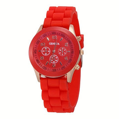 Silicone Quartz Watch & Heart Rhinestone Jewelry Set for Students
