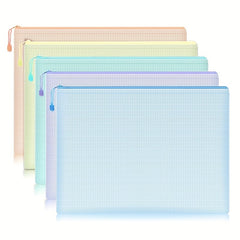 5pcs Mesh Zipper Pouch Waterproof File Folders A4 School Office Supplies