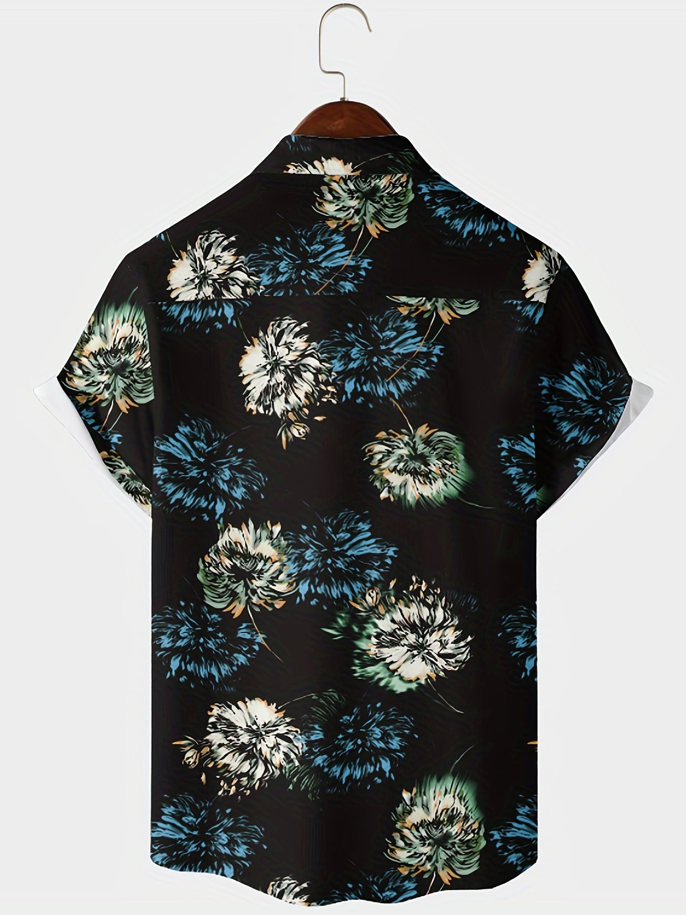 Men's Floral Camp Collar Bowling Shirt Short Sleeve Hawaiian Casual