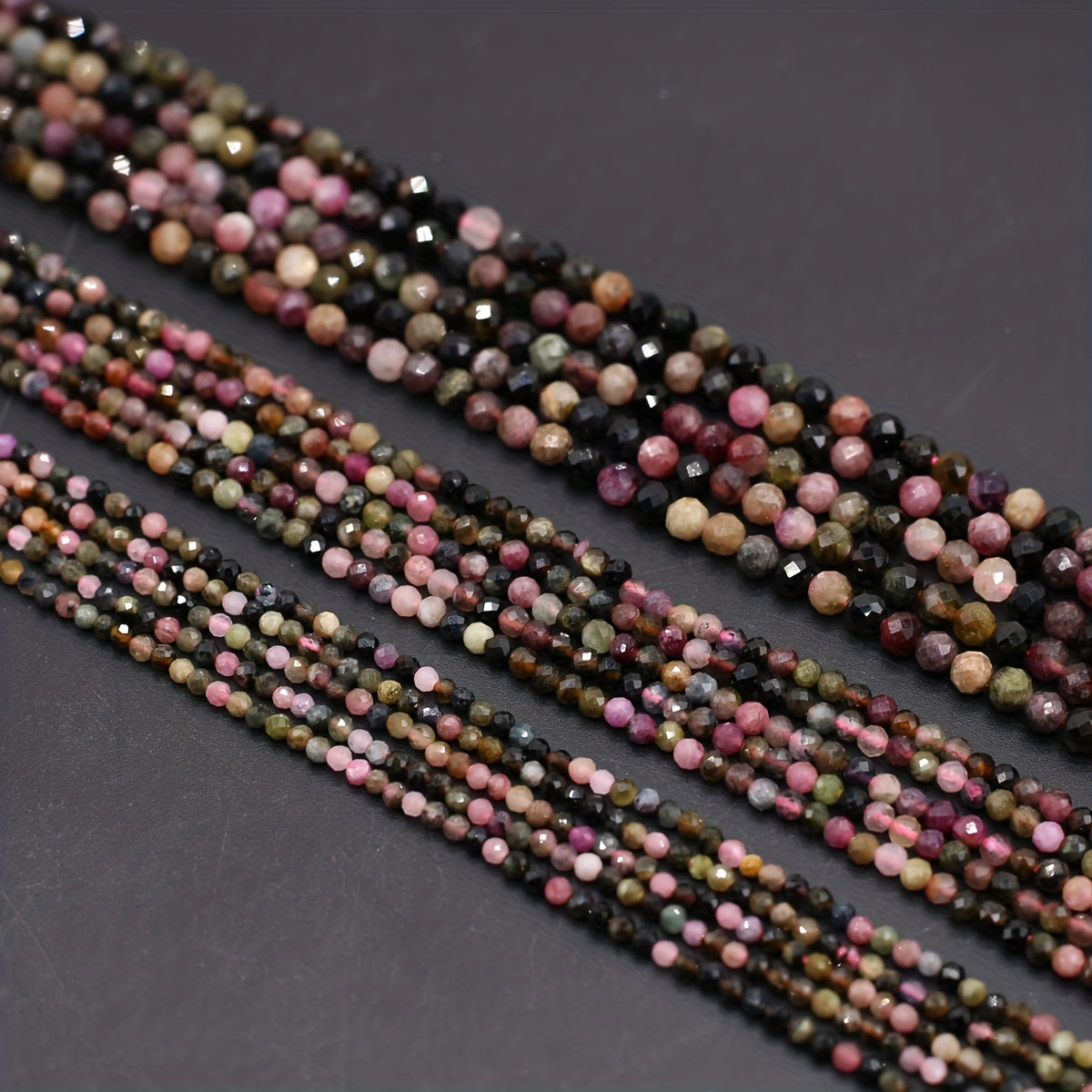 Tourmaline Faceted Small Beads Necklace 16 Inches