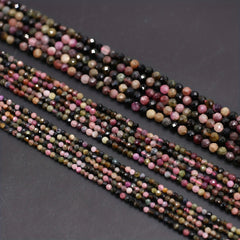 Tourmaline Faceted Small Beads Necklace 16 Inches