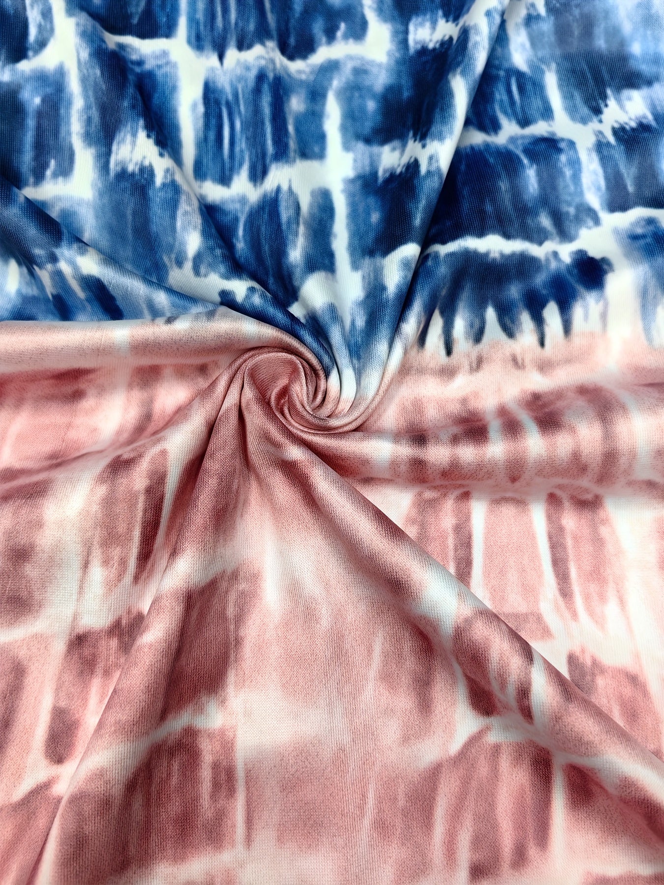  Tie Dye Cap Sleeve Round Neck Mini Dress
