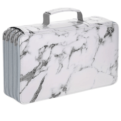 PU Pencil Case 300 Slots Large Capacity Storage Bag Marble Grey Rose Red
